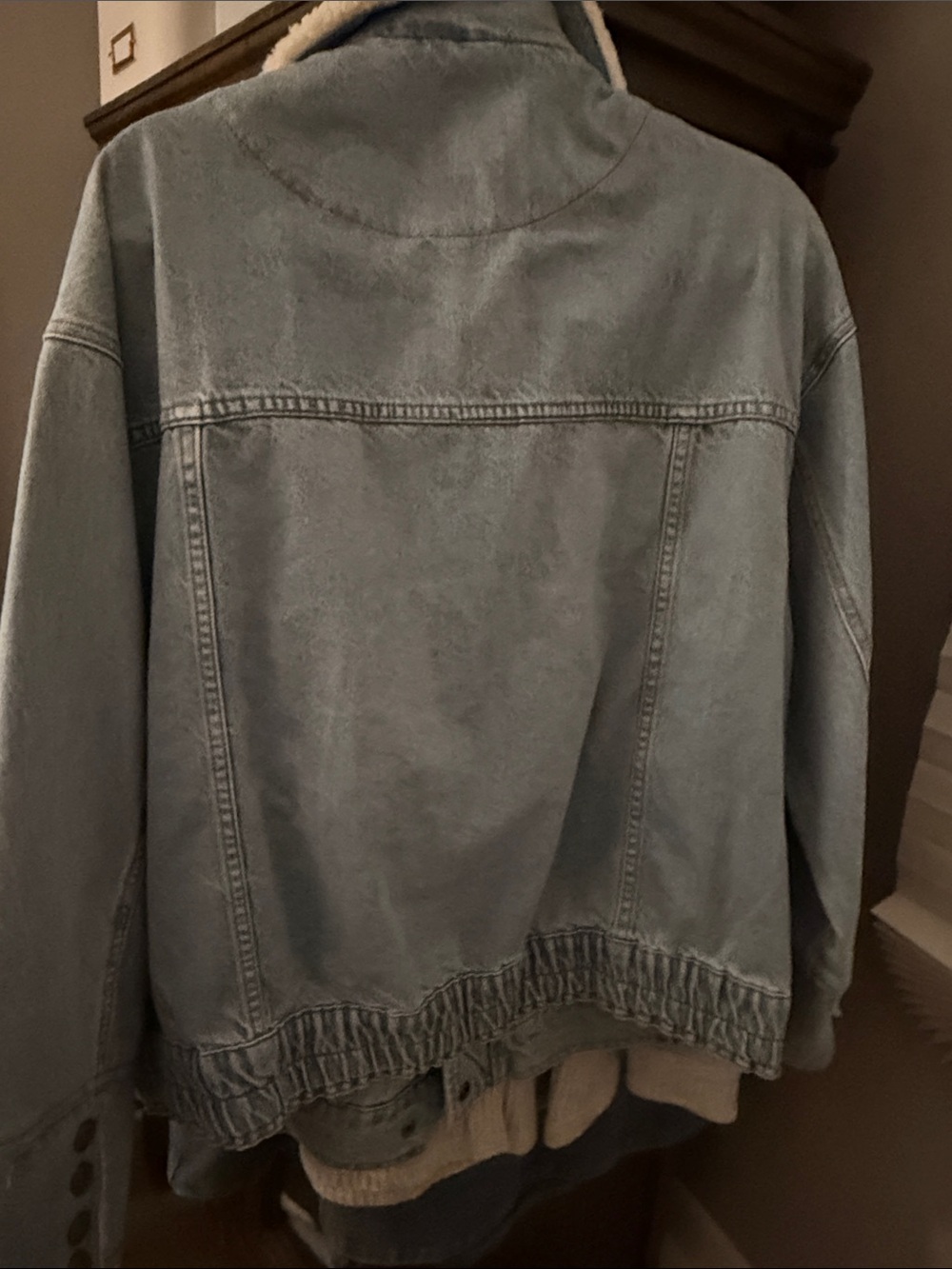 Free People Light Wash Denim Sherpa Jacket - Picture 4 of 5